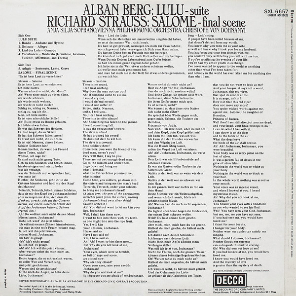 Album herunterladen Alban Berg Richard Strauss, Vienna Philharmonic Orchestra, Christoph Von Dohnanyi With Anja Silja - Lulu Suite Salome Final Scene