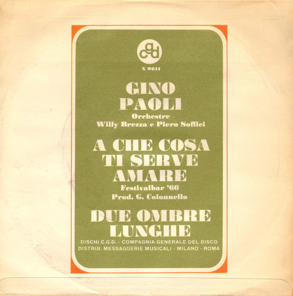 télécharger l'album Gino Paoli - A Che Cosa Ti Serve Amare