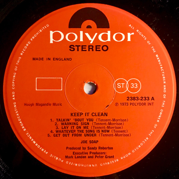 Joe Soap - Keep It Clean | Polydor (2383 233) - 3