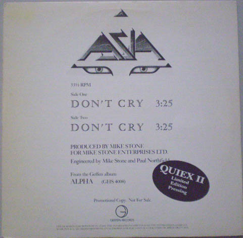 Asia – Don't Cry (1983, Vinyl) - Discogs