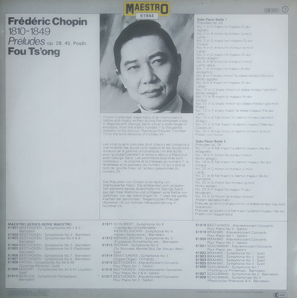 descargar álbum Frédéric Chopin Fou Ts'Ong - 1810 1849 Préludes Op 28 45 Posth