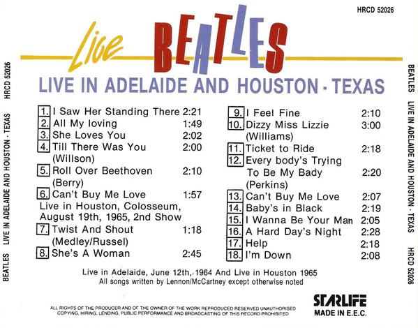 ladda ner album Beatles - Live In Adelaide And Houston Texas