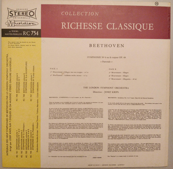 ladda ner album Beethoven The London Symphony Orchestra, Josef Krips - Symphonie No 6 Pastorale