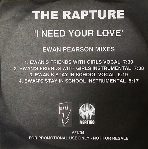 The Rapture – I Need Your Love (2004, Vinyl) - Discogs