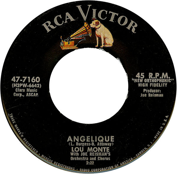 Lou Monte – Angelique / Lazy Mary (Luna Mezzo Mare) (1958, Vinyl