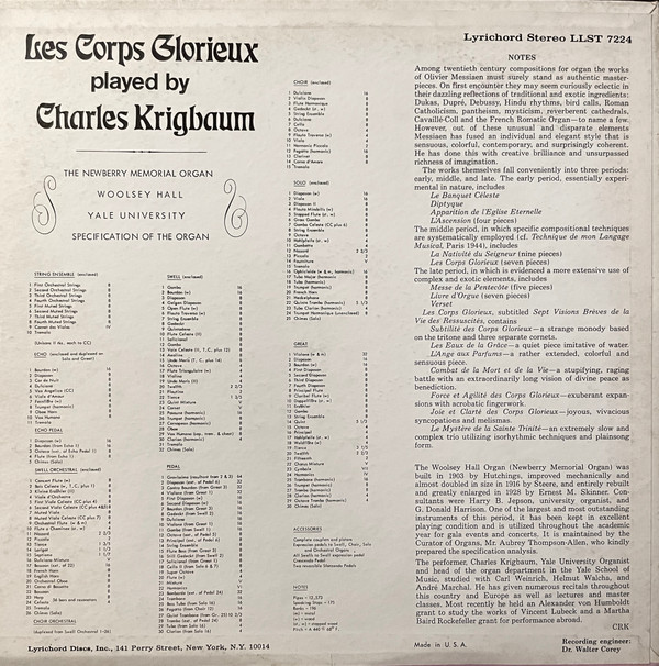 lataa albumi Charles Krigbaum - Les Corps Glorieux