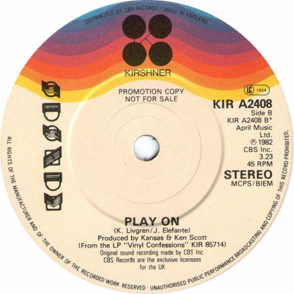 Rock Promo 45 Kansas - Play The Game Tonight / Play The Game Tonight On  Kirshner