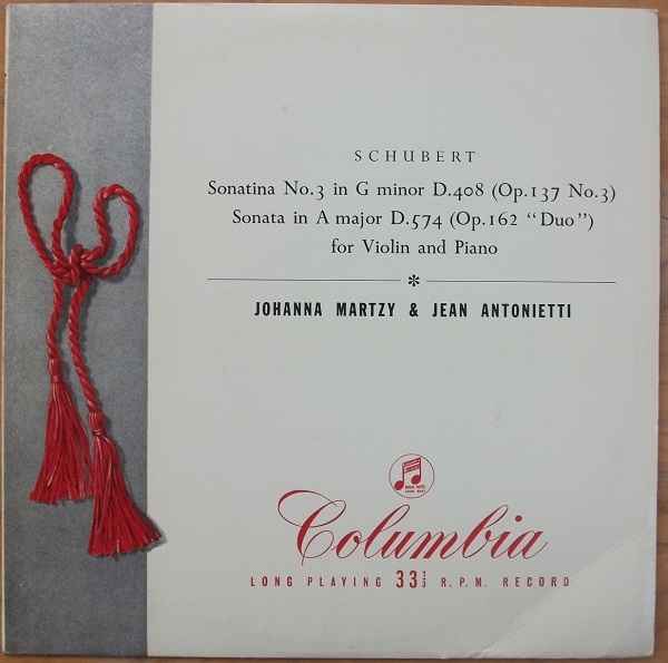 Schubert / Johanna Martzy & Jean Antonietti - Sonatina No. 3 In G Minor D. 408 (Op. 137 No.3) / ... album cover