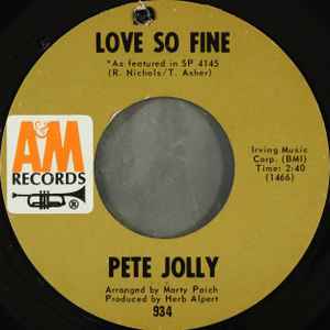 Pete Jolly – Love So Fine / Dancing In The Streets (1968, Vinyl