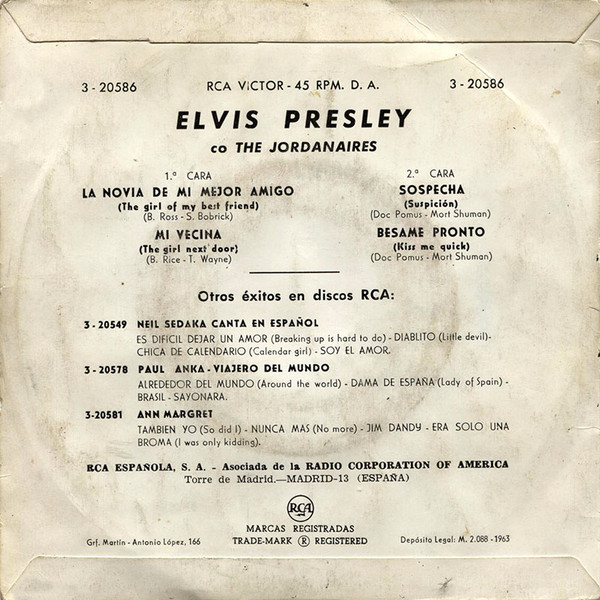 Album herunterladen Elvis Presley con The Jordanaires - La Novia De Mi Mejor Amigo