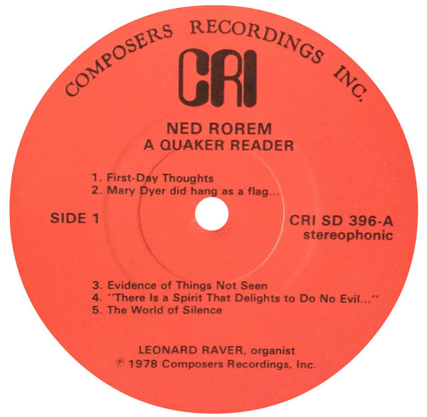 lataa albumi Ned Rorem, Leonard Raver - A Quaker Reader