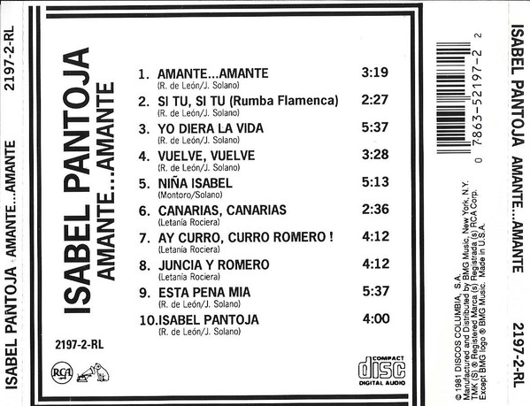 baixar álbum Isabel Pantoja - AmanteAmante