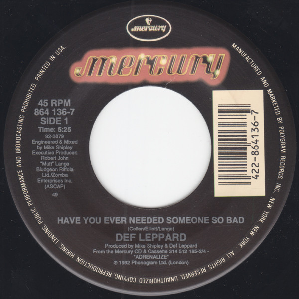 Def Leppard - Have You Ever Needed Someone So Bad | Releases | Discogs