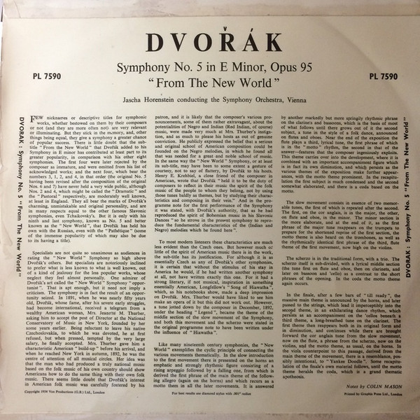 Album herunterladen Dvořák, Symphony Orchestra, Vienna, Jascha Horenstein - Symphony No 5 In E Minor Opus 95 From The New World