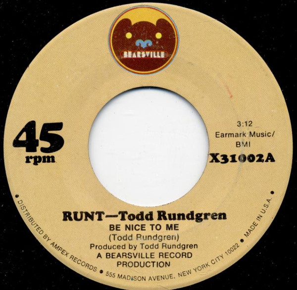 Runt - Todd Rundgren – Be Nice To Me (1971, Vinyl) - Discogs