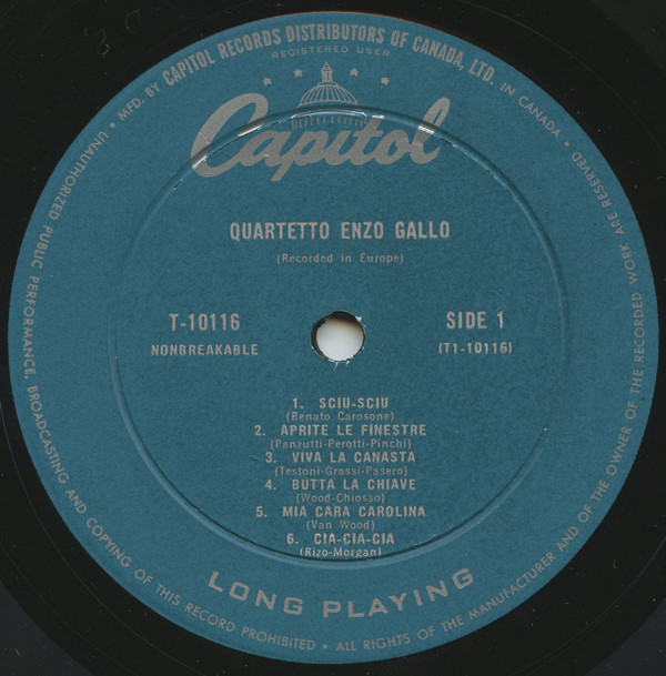 Quartetto Enzo Gallo - Quartetto Enzo Gallo | Capitol Records (T -10116) - 3