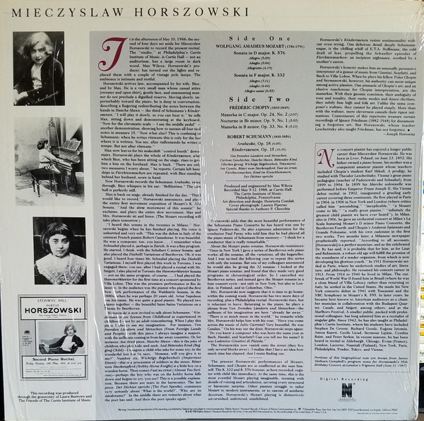 lataa albumi Mieczyslaw Horszowski - Mozart Sonatas Chopin Mazurkas Nocturne Schumann Arabeske Kinderszenen