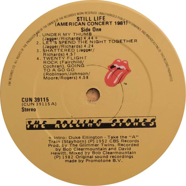 The Rolling Stones – Still Life (American Concert 1981) (1982, Vinyl) -  Discogs