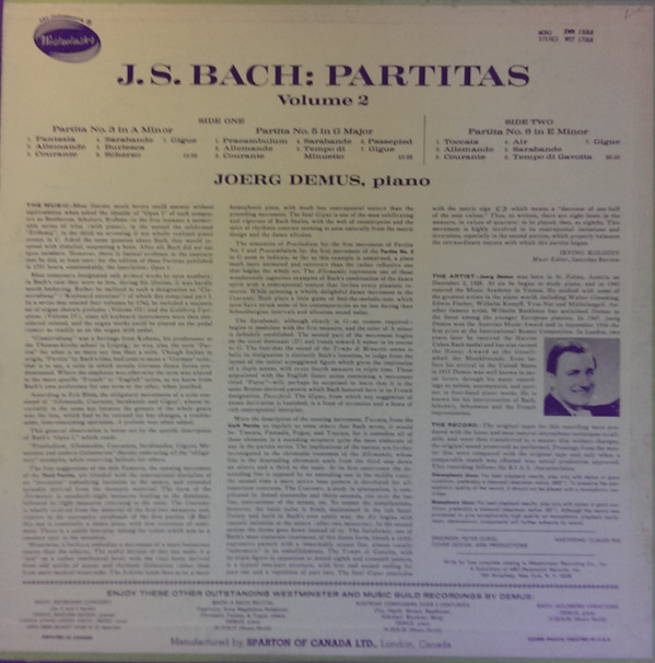 last ned album Joerg Demus - Plays J S Bach Partitas 3 5 6