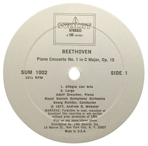 descargar álbum Beethoven, Adolf Drescher, Royal Danish Symphony Orchestra, Georg Richter, Brahms - Piano Concerto No 1 In C Major Op 15 Gluck Gavotte