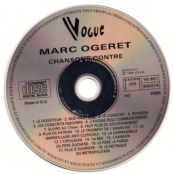 Album herunterladen Marc Ogeret - Chansons Contre