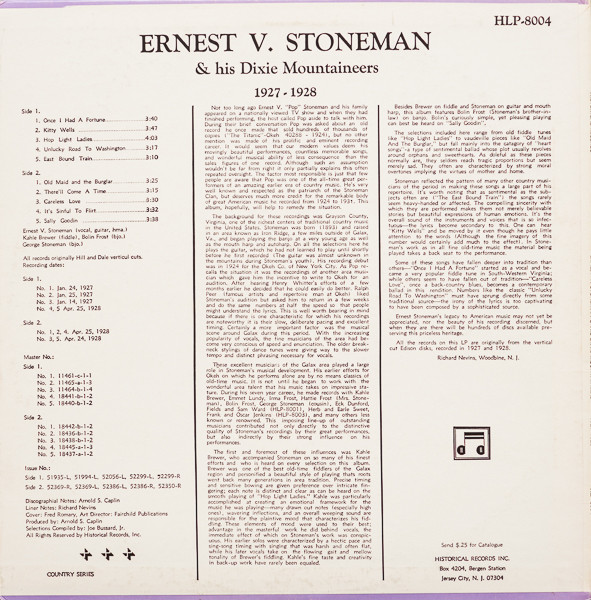 ladda ner album Ernest V Stoneman & His Dixie Mountaineers - Ernest V Stoneman And His Dixie Mountaineers 1927 1928