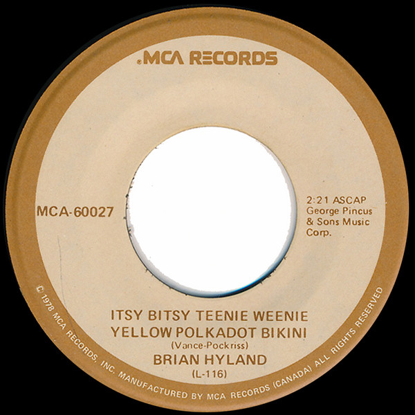 Brian Hyland / Jerry Keller – Itsy Bitsy Teenie Weenie Yellow Polkadot  Bikini / Here Comes Summer (1978, Vinyl) - Discogs