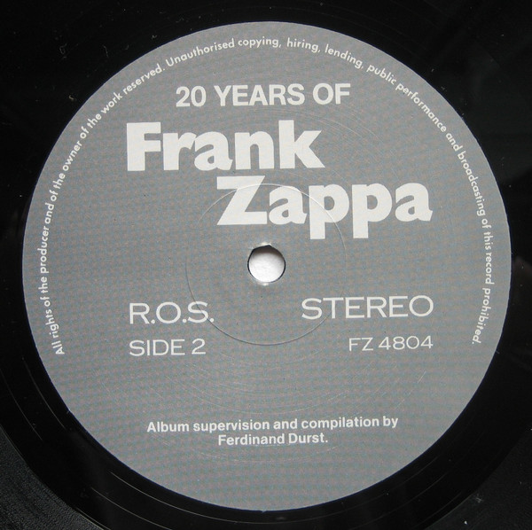Frank Zappa - 20 Years Of Frank Zappa | Releases | Discogs