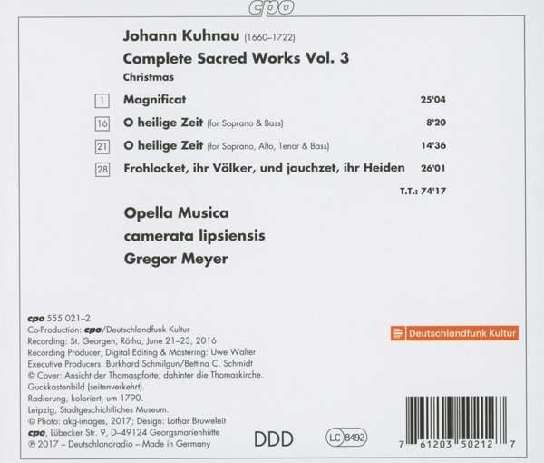 Album herunterladen Johann Kuhnau, Opella Musica, Camerata Lipsiensis, Gregor Meyer - Complete Sacred Works III