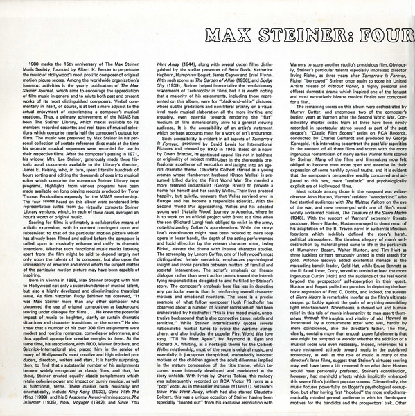 lataa albumi Max Steiner - Four Classic Film Scores