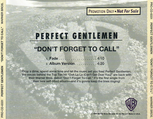 Perfect Gentlemen – Ooh La La (I Can't Get Over You) (1990, CD
