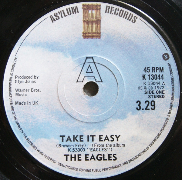 Eagles Vinyl Lp Etched W/ Take It Easy Lyrics Ltd Edition - Gold Record  Outlet Album and Disc Collectible Memorabilia