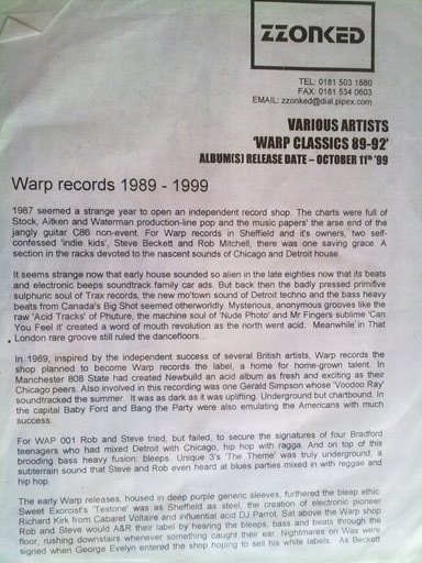 descargar álbum Various - Warp102 Classics 89 92