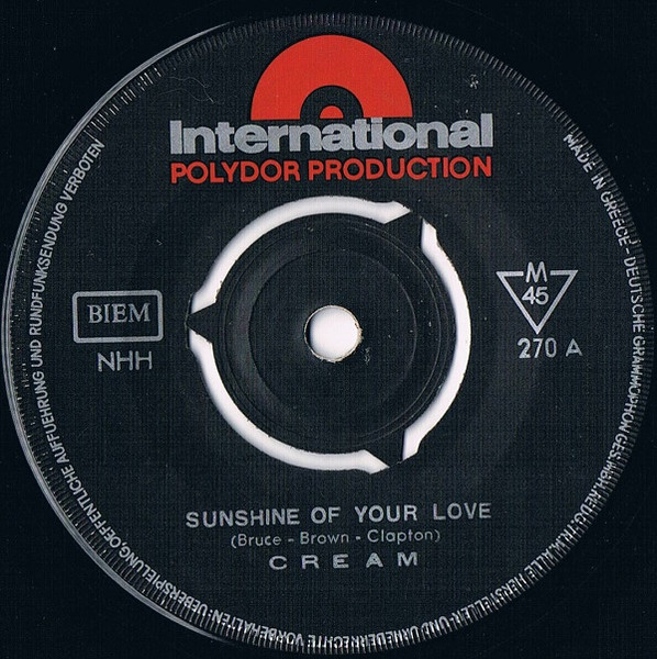 Cream – Sunshine Of Your Love (1968, Vinyl) - Discogs