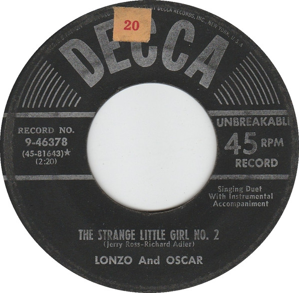 Lonzo And Oscar – The Strange Little Girl No. 2 / Let's Live A Little ...