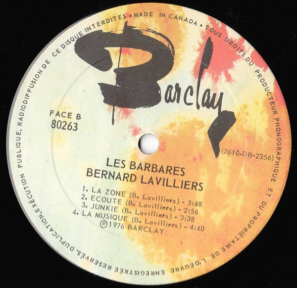 Bernard Lavilliers - Les Barbares | Barclay (80263) - 4