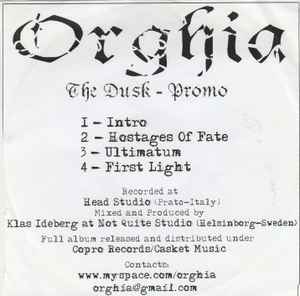 Orghia - The Dusk Promo album cover