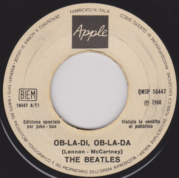 45/G VINILE BEATLES OBLADI OBLADA  Mercatino dell'Usato Roma somalia