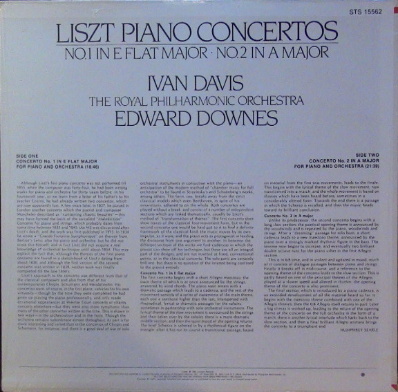 descargar álbum Liszt, Ivan Davis With The Royal Philharmonic Orchestra, Edward Downes - Piano Concertos No 1 In E Flat Major No 2 In A Major