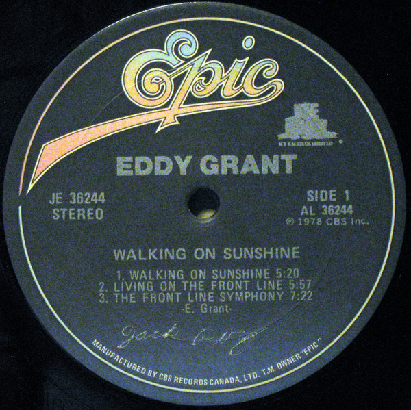 Eddy Grant - Walking On Sunshine | Epic (JE 36244) - 3