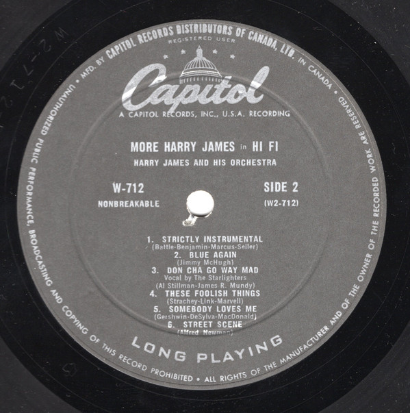 Harry James - More Harry James In Hi-fi | Capitol Records (W712) - 5