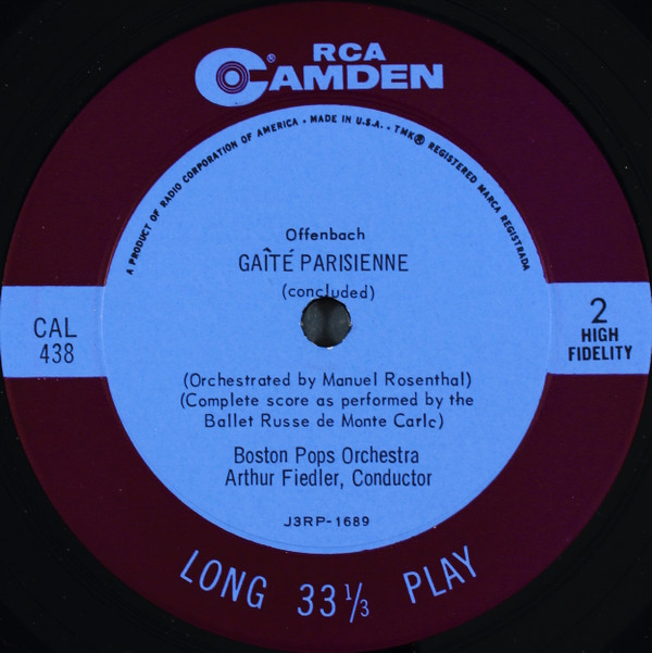 Boston Pops , Arthur Fiedler - Offenbach Gaite Parisienne | RCA Camden (CAL 438) - 4