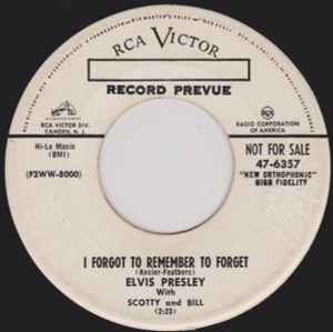 Elvis Presley - I Forgot To Remember To Forget / Mystery Train album cover