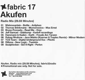 Akufen – Fabric 17 (Radio Mix) (2004, CDr) - Discogs