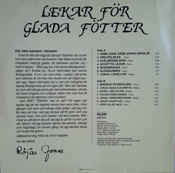 télécharger l'album Röjås Jonas, Hans Röjås, Britta Röjås - Lekar För Glada Fötter