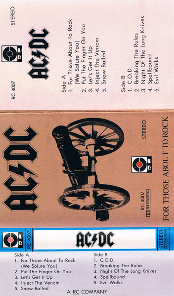 Herre venlig Søndag visdom AC/DC – For Those About To Rock We Salute You (Cassette) - Discogs
