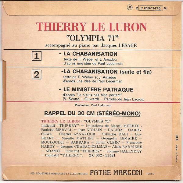 last ned album Thierry Le Luron - La Chabanisation Le Ministère Patraque