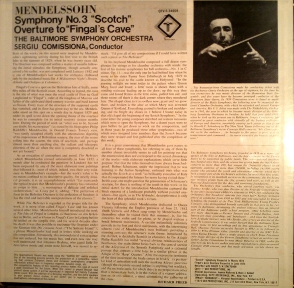 télécharger l'album Mendelssohn, Sergiu Comissiona, The Baltimore Symphony Orchestra - Symphony No3 Scotch Overture to Fingals Cave