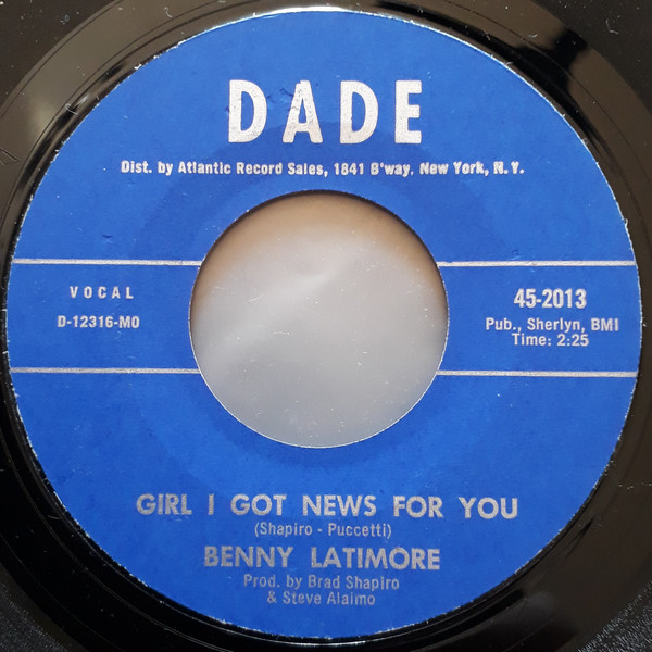Benny Latimore - Girl I Got News For You / Ain't Gonna Cry No More 