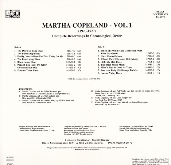 télécharger l'album Martha Copeland - Vol1 1923 1927 Complete Recorded Works In Chronological Order